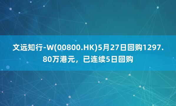 文远知行-W(00800.HK)5月27日回购1297.80万港元,已连续5日回购